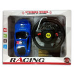 RC POLICE CAR WITH STEERING WHEEL - BLUE