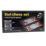 3 in 1 - Chess Checkers Backgammon - Magnetic Board Game - Black