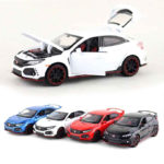Honda Civic Type-R Racer Die Cast Scale Model Car - White - 6 Inches