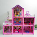 Holiday Villa Three Story Pink Doll House For Girls - 129 pcs - 24 inches