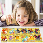 55pcs Pokemon Gold Foil Cards Anime Cartoon Pokemon English Version Tcg Card For Fans Collection