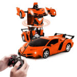 Remote Control 2 In 1 Transformer Deformation Robot Lamborghini Car With Lights & Music - Orange