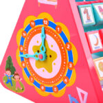 5 in 1 Educational Activity Triangle Center Cube Alphabet Blocks Abacus Clock Writing Board Counting Beads Assembly Multi-Functional Learning Shelf Educational Toy Kit for Kids