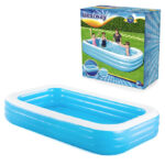 Bestway 54009 Inflatable Large Kids & Family Swimming Pool 10 foot Summer Season Pools Party With Inflatable Vinyl Deep Swimming Pool with 22 Inch depth 6 foot width & 10 ft length