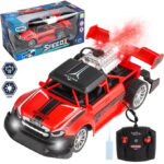Remote Control Rock Monster Car with Lights & Flame Spray Function Stunt Car - 1:20 Scale - Four Channel - Operated Battery - Red