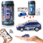 Mini Remote Control Soda Can Car 4 Channel With Front And Back Lights - 2.4GHz - Car Size Approx. 8cm - Blue