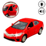 Toyota Corolla Grande Diecast Metal Model Toy Car Collection With Lights and Sounds Pull Back Action - Size Approx. 5 Inch - Red
