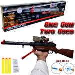 2 in 1 Manual Reload Shot-gun Darts Shooter and Bubble Shooter - One Toygun Two Uses With Lights