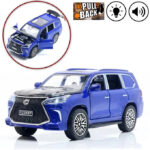 Lexus Land Cruiser Prado - Lexus lx 570 Toy Car Pull Back and Die cast - Light and music - Blue