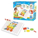 Magic Puzzle Plate Playsets Construction Tools Kit With Drill - Design toy Puzzle Game 3D Create and Play Educational and Early Learning Toy for Kids building sets - 144 Pieces