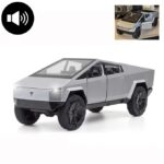 Tesla Cyber Truck Die cast Model Toy Car For Kids - Front Door and trunk Openable - Lights and Music - 5 inches - 1:36 Scale - Grey