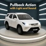 Toyota Fortuner Legender - Pull Back and Die cast - 5 inches - Light and music - White