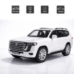 Toyota Land Cruiser Prado Model Car - Push Power 2 door trunk open - Light and Music - Plastic body - White