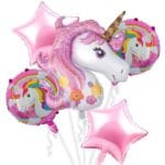 Unicorn Birthday Party Balloons for Girls - Pack of 5