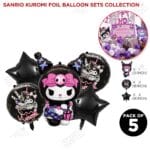Kuromi Birthday Party Balloons for Girls - Pack of 5