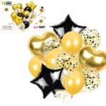Shiny Golden and Black Birthday and Party PVC Balloon - Pack of 14 balloons