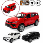 Toyota Fortuner Legender - Pull Back and Die cast - 5 inches - 1:36scale - Light and music - Assortec Color