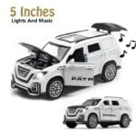 Nissan Patrol - Toy Car Pull Back Die cast - Light and Music - White