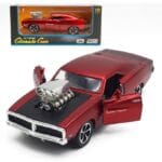 Dodge Charger 1970 Muscle Car Die cast Model Fast & Furious Dominic Toretto - Toy Car Pull Back Light and Music - Red